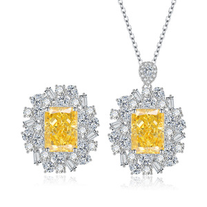 Nouveautés : Parure de bijoux en zircon glacé 10*14MM, plaqué or 18K de haute qualité, en cuivre inaltérable, colliers et bagues, cadeau de mariage - Product Image 1