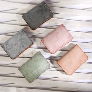 2025 New Handmade Genuine Cowhide <b>Leather</b> Card Holder Vegetable <b>Tanned</b> with Mist Wax Original Coin <b>Purse</b> Design - Product Image 2