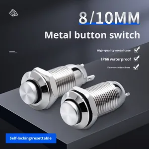 8mm 10mm <b>Waterproof</b> Momentary Push Button <b>Switch</b> Self-Locking High Head IP65 Two-Pin No <b>Light</b> 1NO Combination - Product Image 1