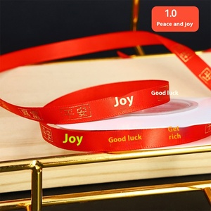 Bán buôn năm mới lá vàng ruy băng đỏ với năm mới hạnh phúc Fu Xi nhân vật thân thiện với môi <span class=keywords><strong>polyester</strong></span> <span class=keywords><strong>satin</strong></span> KÉO NƠ Quà Tặng nướng - Product Image 6