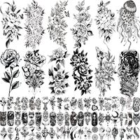 82 feuilles d'autocollants tatouages temporaires imperméables et écologiques avec fleurs et papillons roses avec logo personnalisé