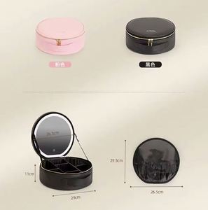 Free Sample New Products 2024 Women <b>Makeup</b> box With Round Led Mirror Rechargeable Cosmetic <b>Case</b> <b>Makeup</b> Train <b>Case</b> Cosmetic bag - Product Image 5