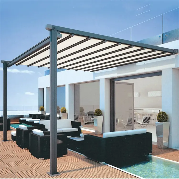 Y-TOP 2023 PVC retractable roof pergola retractable roof motorized car roof tent side retractable awning