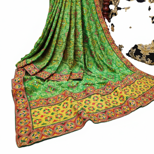 Indien Katan Saree dernier concepteur fête porter mariage dames femmes porter Georgette soie broderie travail Sari avec Blouse ethnique - Product Image 1