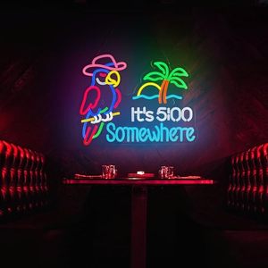 Letrero de Neón Parrot It's 5:00 Somewhere para Decoración de Pared, Alimentado por USB, Luz LED Regulable para Bar, Cerveza, Cueva del Hombre - Product Image 6