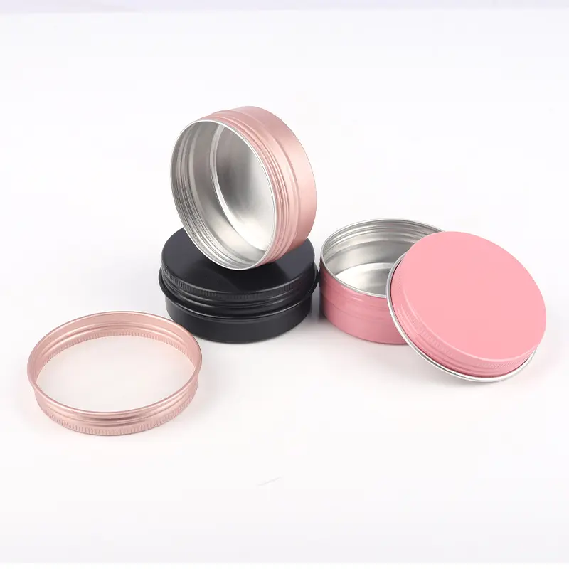 5ML-250ML Custom Pink Rose Gold Cream Container And Packaging Metal Tin Box Tin Can Aluminum Cosmetic Jar With Screw Top