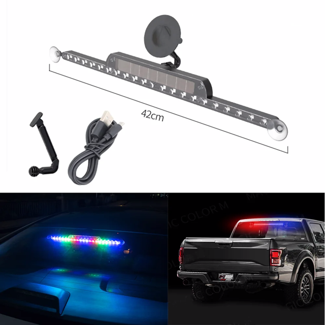 Solar RGB Car Strobe Warning Light LED Anti Collision Lights Flasher Stroboscopes Emergency Warning Lighting Parking Signal Lamp