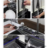 Évier de cuisine multifonctionnel 304 en une seule pièce, nouvelle tendance 2026, lave-tasses automatique, affichage numérique piano, robinet à deux cascades