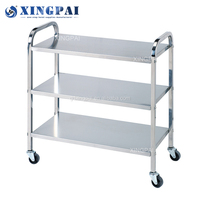 XINGPAI Chariot pliant en acier inoxydable à 3 niveaux Chariot de service pour hôtel Restaurant Service alimentaire Cuisines Traiteur Buffet Chariot