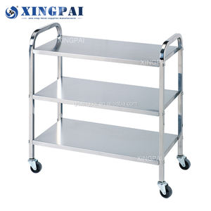 XINGPAI Chariot pliant en acier inoxydable à 3 niveaux Chariot de service pour hôtel Restaurant Service alimentaire Cuisines Traiteur Buffet Chariot - Product Image 5