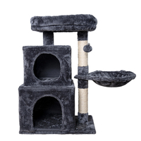 En gros Arbre à chat moderne en sisal et bois, grand format, avec château, griffoir et meuble-tour