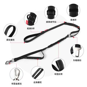 Laisse pour chien tactique robuste en nylon de haute qualité avec 2 poignées rembourrées, laisse anti-traction solide, ceinture de sécurité de voiture réfléchissante - Product Image 3