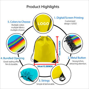 Không Thấm Nước Dây Kéo Túi biểu tượng tùy chỉnh Polyester tùy chỉnh ba lô phòng tập thể dục thể thao cá nhân Dây Kéo Túi với logo - Product Image 3