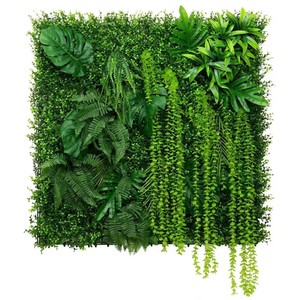 Mur végétal artificiel direct usine, panneau de fond en verdure mélangée (fougères et monstera), imperméable et durable, pour la maison, les magasins et Noël - Product Image 6