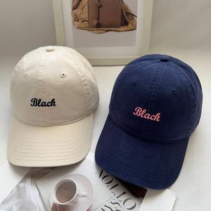 Casquette brodée avec la lettre « Black » en 6 tons, casquette de baseball minimaliste en coton, casquette à visière réglable avec protection UV pour un usage quotidien - Product Image 2