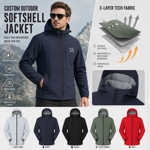 Custom Waterproof Softshell <b>Jacket</b> <b>With</b> <b>Fleece</b> <b>Lining</b> Windproof Hooded Outdoor Workwear Corporate Uniform Team Branding Coat - Product Image 1
