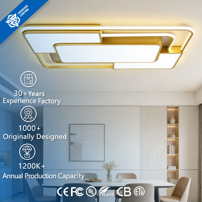 Modern LED Ceiling Lamp for Living Room Bedroom Hotel or Villa with Remote Control Acrylic Cover Iron Base IP44 Rating 24W