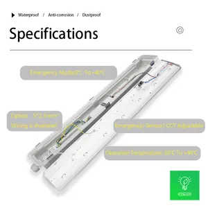 50000hrs 5years 2 4 5 8FT AC220-240V Vapor Tight IP66 Waterproof Lighting LED Emergency Light