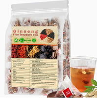 Tisane aux cinq trésors de ginseng naturel en sachets, mélange aromatisé avec datte rouge et baies de goji pour le bien-être quotidien