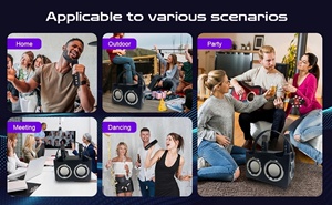 Boombox portable haute puissance étanche avec son surround stéréo 360° et subwoofer sans fil pour karaoké A830, idéal pour les activités de plein air - Product Image 3
