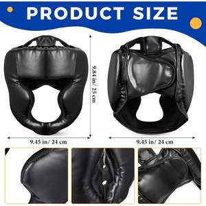Protector de Cabeza para Boxeo, Talla Única, Negro, Ajustable, de Cuero PU, para MMA, Muay Thai, Kickboxing, Sparring y Entrenamiento - Product Image 3