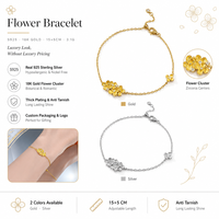 Gelang Bunga Perak Sterling 925 Berlapis Emas 18K Zirkonia Emas Perak Hadiah Pernikahan Pengantin Pengiring Pengantin Hadiah Valentine Perhiasan Mewah
