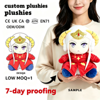 Peluche Anime Kawaii Personnalisée Assise, Jouet en Peluche de Dessin Animé Personnalisé avec Coiffure Détaillée pour les Fans de Jeux, Peluche Personnalisée