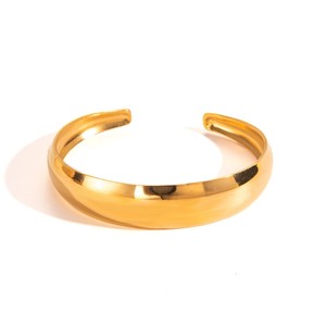 Bracciale da <span class=keywords><strong>donna</strong></span> in acciaio inossidabile dorato con doppia torsione, aperto, alla moda e semplice, stile vintage, per feste, marca ZG, bestseller - Product Image 4