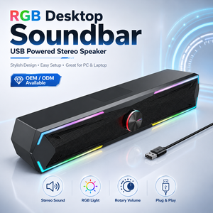 ลำโพงคอมพิวเตอร์แถบเสียงพร้อมเสียงสเตอริโอ LED ลำโพงเล่นเกมสำหรับเดสก์ท็อปจอแล็ปท็อปอินพุต <span class=keywords><strong>USB</strong></span> ฟันสีฟ้า - Product Image 1