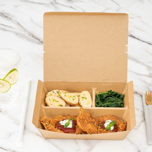 Caja de embalaje de almuerzo de papel Kraft desechable para comida rápida para llevar, caja de cartón para aperitivos, cajas para llevar divididas gruesas - Product Image 4