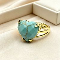 WT-R616 Bagues tendance et romantiques plaquées or 18 carats avec pierres précieuses naturelles colorées en forme de cœur facetté, comme cadeau d'anniversaire pour femme