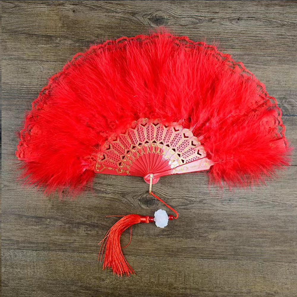 Buy Marabou Feather Fan Available In Black White Red Fuchsia - Cappel's - Foto 10