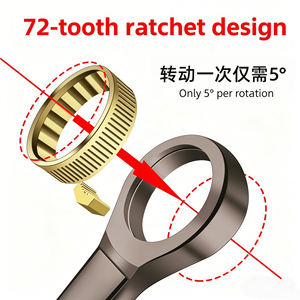 Llave de Trinquete de 72 Dientes, Acero Cr-V, Pulido Espejo, Doble Capa Niquelada, Antioxidante, Longitud Extendida, para Espacios Reducidos - Product Image 3