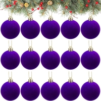 Boule de Noël en plastique 2024, nouvelle collection, en velours foncé duveteux, pour décorations de Noël à suspendre, idéale pour la maison et les fêtes.