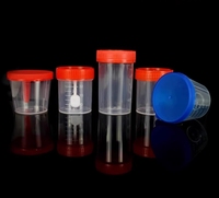 Juego de vasos de muestras médicas desechables-Recipientes de recolección de orina/heces/esputo con tapa abatible/tapón de rosca (40ml/60ml)