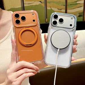 Funda Magnética con Adsorción de Cristal de Hielo para iPhone 17, 360 Grados °   Soporte Giratorio 16, Funda Transparente de Dos Colores Anti-Caídas - Product Image 3