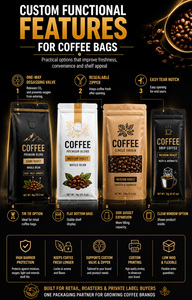 Bolsa <span class=keywords><strong>de</strong></span> Café Molido Personalizada <span class=keywords><strong>de</strong></span> Grado Alimenticio <span class=keywords><strong>de</strong></span> 32 oz con Válvula Unidireccional, Cierre Reutilizable y Fondo Plano - Product Image 3