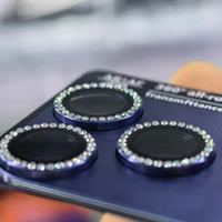 Protection d'objectif en verre trempé de luxe avec film intégré givré effet diamant pour iPhone 17 Pro Max
