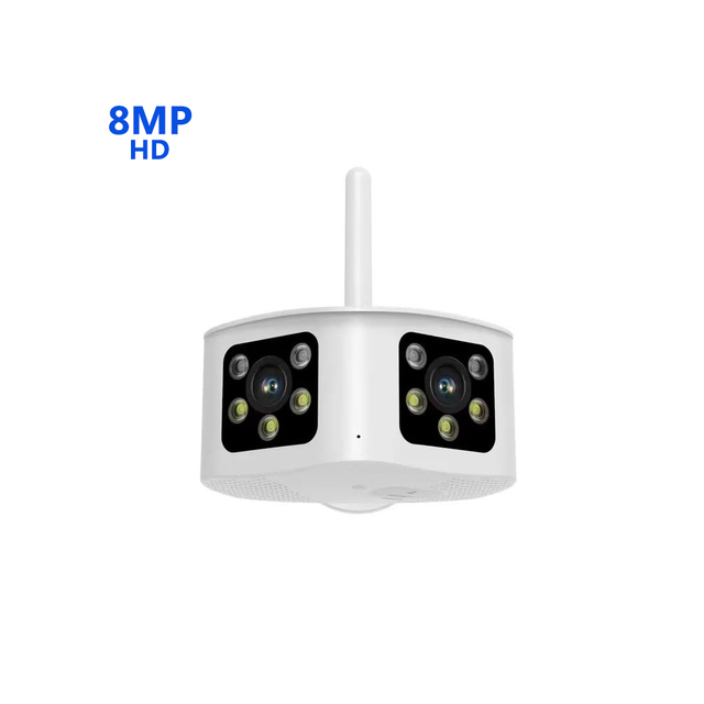8MP Outdoor IP66 Wireless  IP Security Cctv Two Way Audio Two Lens Monitor Wifi IP Camera with Full Color Night Vision Camera
