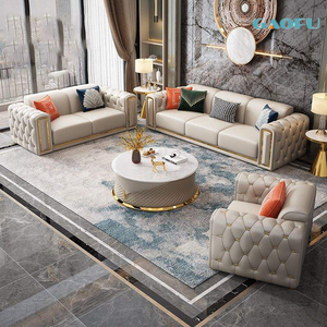 Modern Lüks Beyaz Altın Orta Yüzyıl Modern Otel Villa Oturma Odası Koltuk Takımı 1+2+<span class=keywords><strong>3</strong></span> Kişilik Özelleştirilmiş Renk Deri Köşe Koltuk - Product Image 1