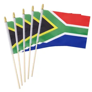 South Africa South African Flag Small Mini Flag Wood Hand Held Stick Flag,Suitable For Various Holiday Parties Olympics,5x8 Inch