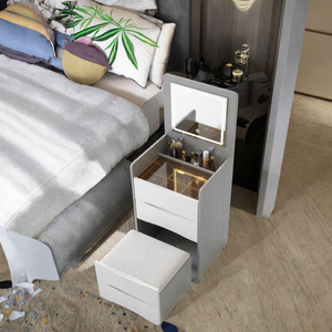 Hot Selling New Model Wholesale Price Custom Woman <b>Makeup</b> <b>Vanity</b> -<b>Lighted</b> Panel Flip-top Corner Dressing Table Wooden White - Product Image 3