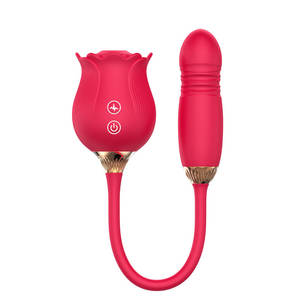 Rose Doppelendiger G-Punkt & Klitoris-Nippel-Stimulationsvibrator mit 10 Saugmodi für Anale Anwendung Hergestellt in China - Product Image 1