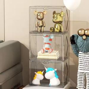 Trong Suốt Acrylic Nhà Để Xe Kit Tổ Chức Mô Hình Đồ Chơi Túi Búp Bê Hộp Lưu Trữ Với Cửa Rõ Ràng Cho Hiển Thị Bộ Sưu Tập - Product Image 2