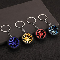 Оптовая продажа: Брелок-ключница из металла Alloy Hot Wheels в виде колеса автомобиля с мультяшным дизайном, турбо-эффектом и регулируемой подсветкой, с карабином