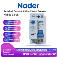 Disjoncteur différentiel Nader NDB1L-32 UL RCCB 1P+N 6-32A Courbe C AC240V pour distribution industrielle basse tension