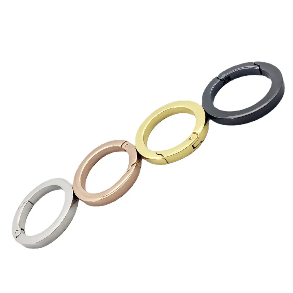 2404 Cross border zinc alloy spring ring hardware elastic keychain Flat wire Round individual metal ri