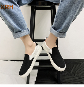 XRH Wholesale Color Blocking Custom Logo Flats Canvas <strong>Shoes</strong> Black White Slip on Casual Canvas Trendy <strong>Shoes</strong> for Women Mens Unisex - Product Image 5