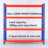 Système de rayonnage industriel Maobang en acier, capacité moyenne, 4 niveaux, finition thermolaquée, capacité de 100-1000 kg/niveau, garantie 3 ans