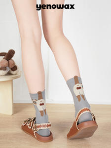 قوة فائقة غير محدودة أربعة مواسم جديدة الجوارب النساء منتصف الساق القطن لطيف الكرتون القط دينغ دونغ البيض البروتين للزوجين - Product Image 4